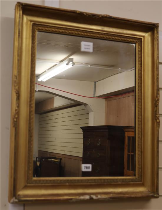 A gilt brass picture frame wall mirror W.52cm